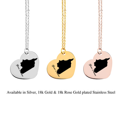 Syria Country Map Necklace - Personalizable Jewelry