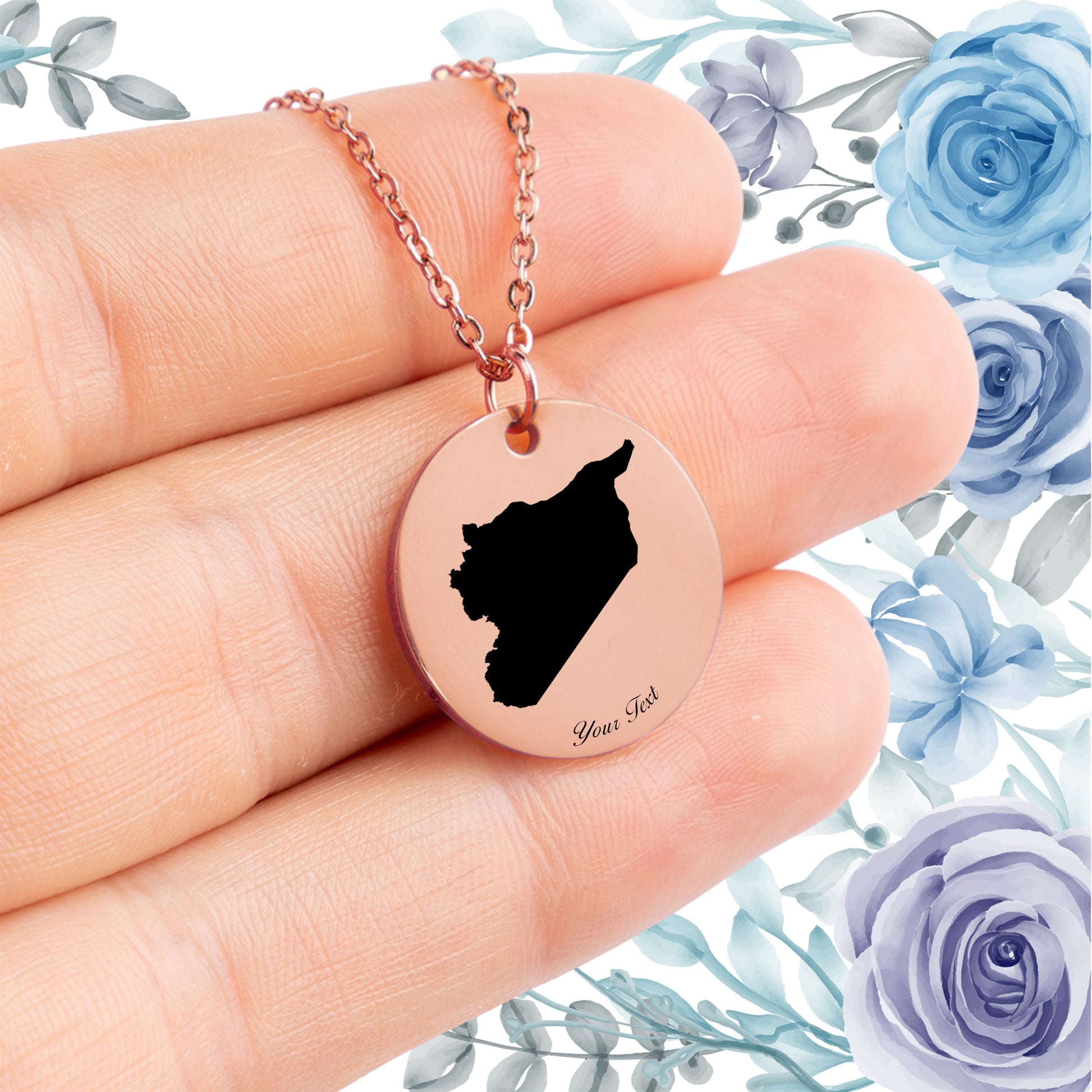 Syria Country Map Necklace - Personalizable Jewelry