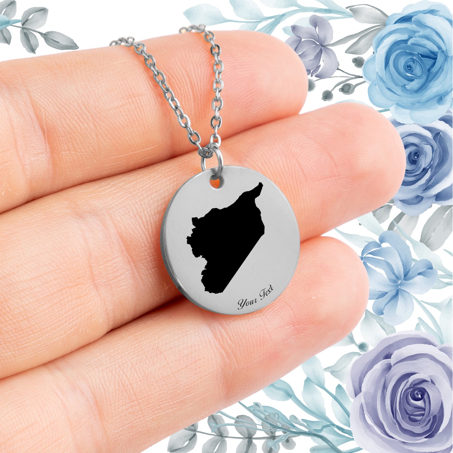 Syria Country Map Necklace - Personalizable Jewelry