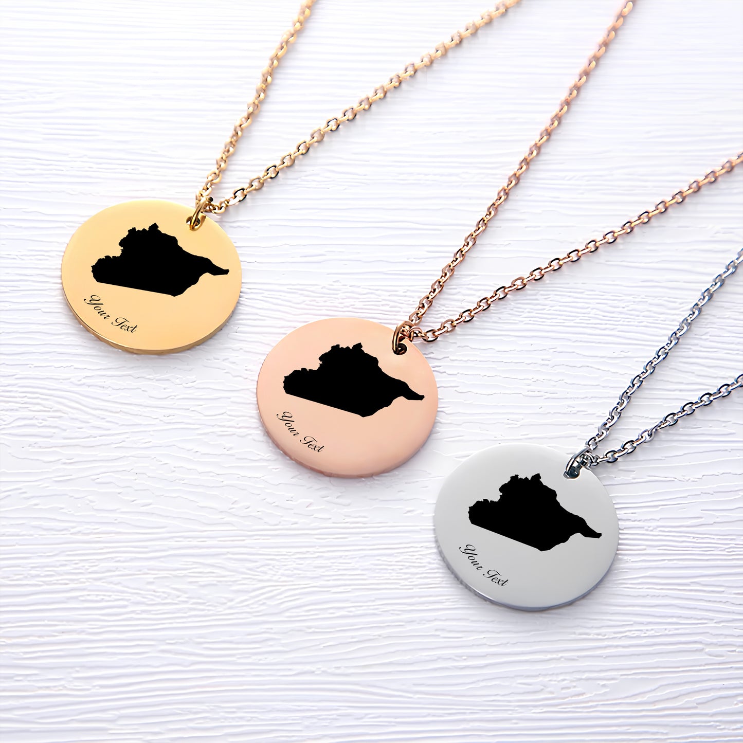 Syria Country Map Necklace - Personalizable Jewelry