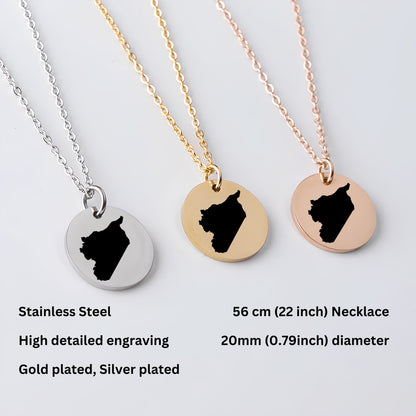 Syria Country Map Necklace - Personalizable Jewelry