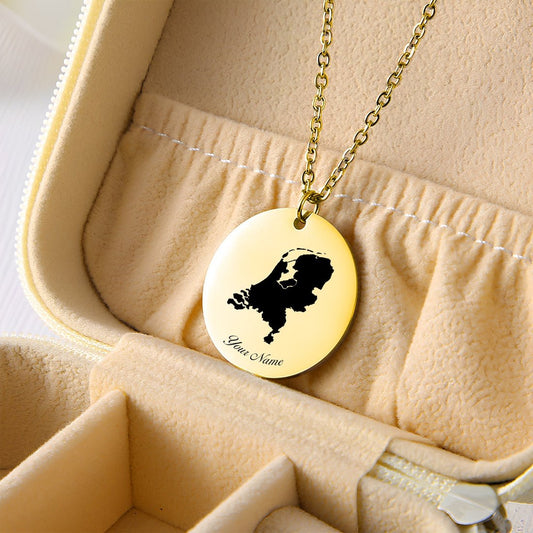 The Netherlands Country Map Necklace - Personalizable Jewelry