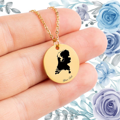 The Netherlands Country Map Necklace - Personalizable Jewelry