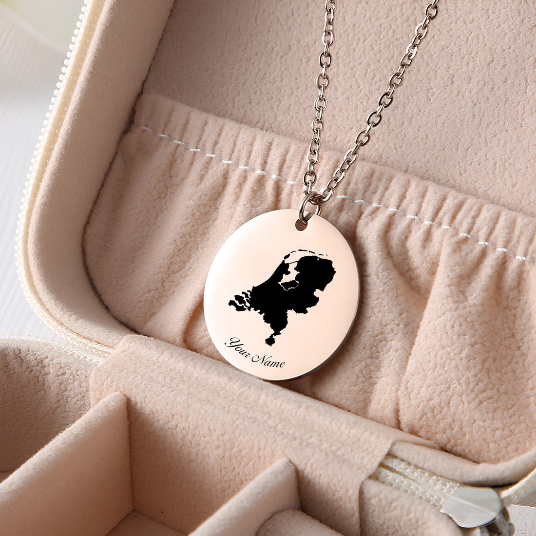 The Netherlands Country Map Necklace - Personalizable Jewelry