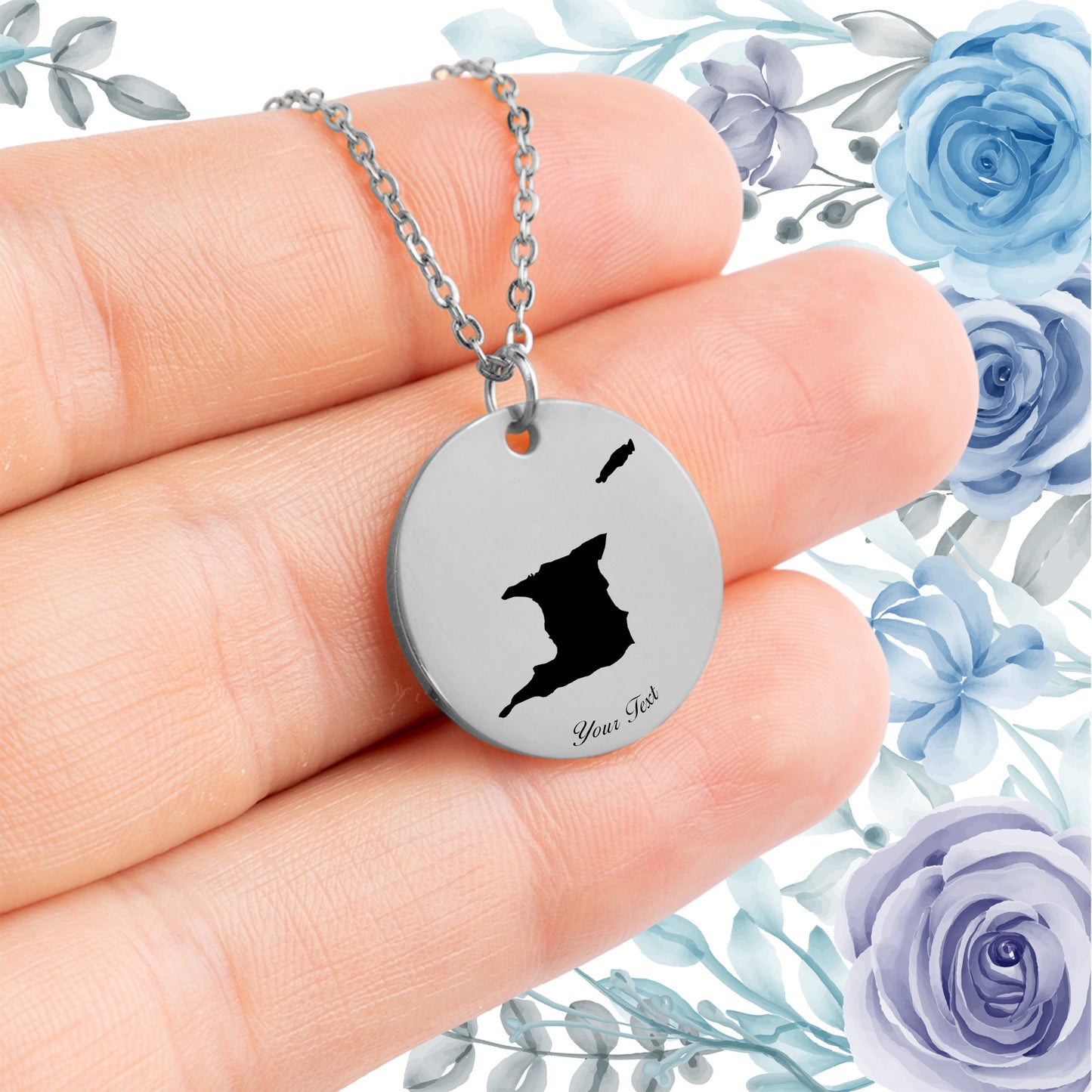 Trinidad Country Map Necklace - Personalizable Jewelry