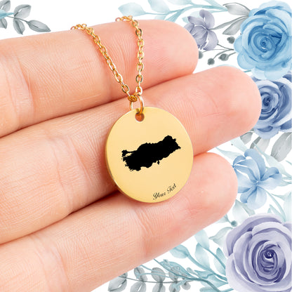 Turkey Country Map Necklace - Personalizable Jewelry