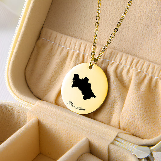 Turkmenistan Country Map Necklace - Personalizable Jewelry