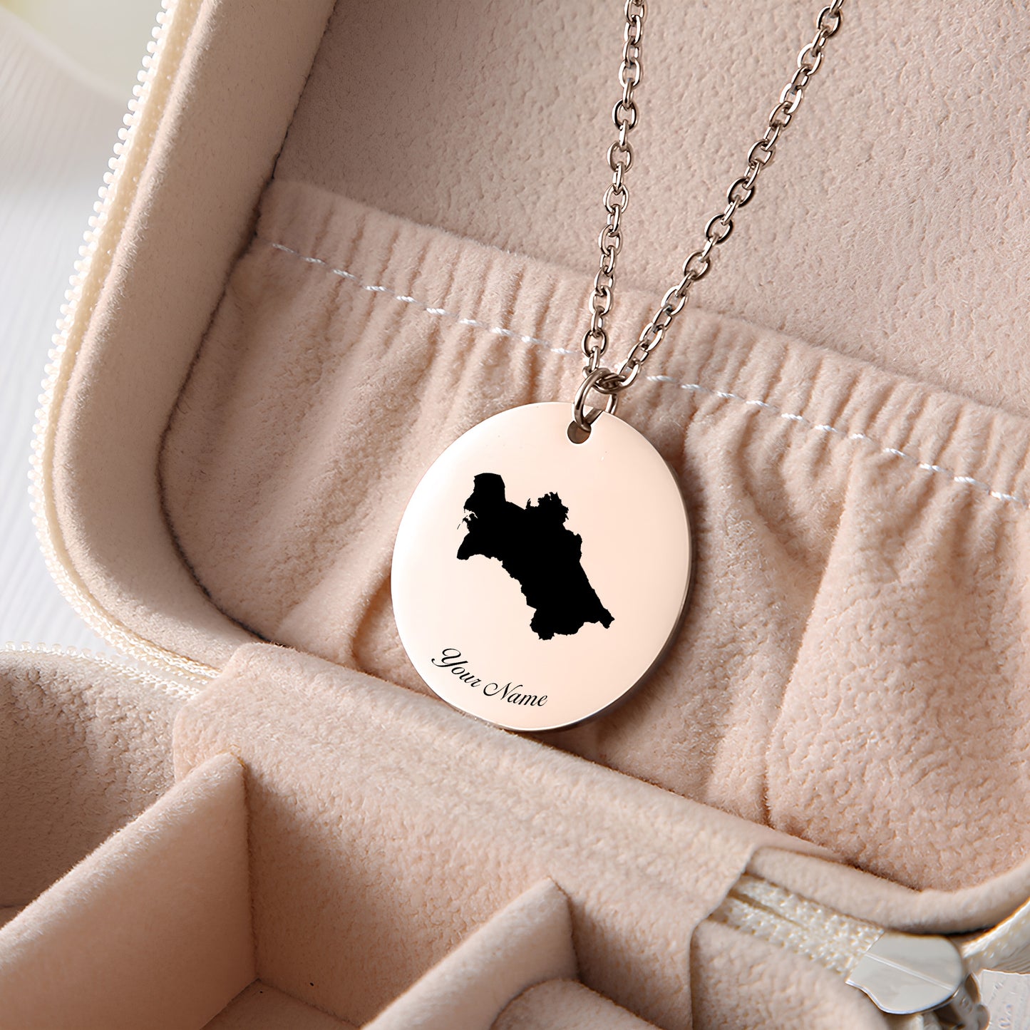 Turkmenistan Country Map Necklace - Personalizable Jewelry