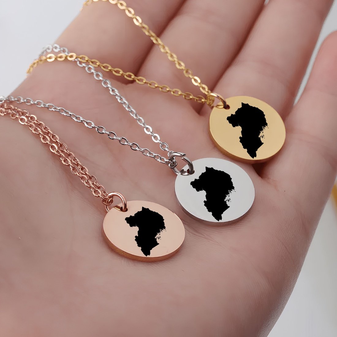 Uganda Country Map Necklace - Personalizable Jewelry