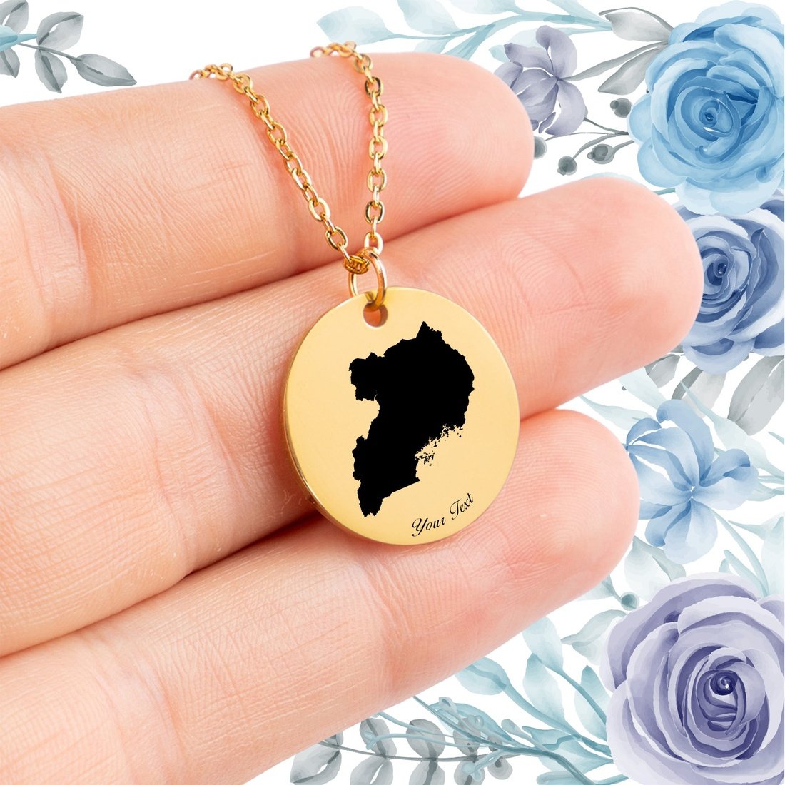 Uganda Country Map Necklace - Personalizable Jewelry