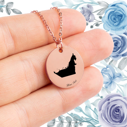 United Arab Emirates Country Map Necklace - Personalizable Jewelry