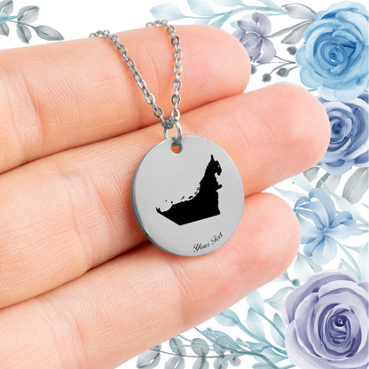 United Arab Emirates Country Map Necklace - Personalizable Jewelry