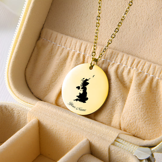 United Kingdom Country Map Necklace - Personalizable Jewelry