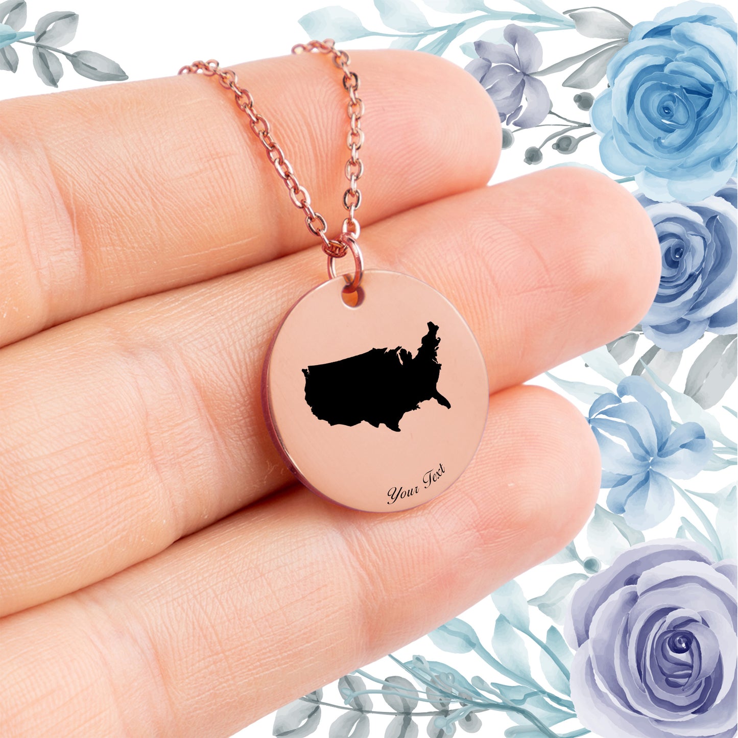 USA Country Map Necklace - Personalizable Jewelry