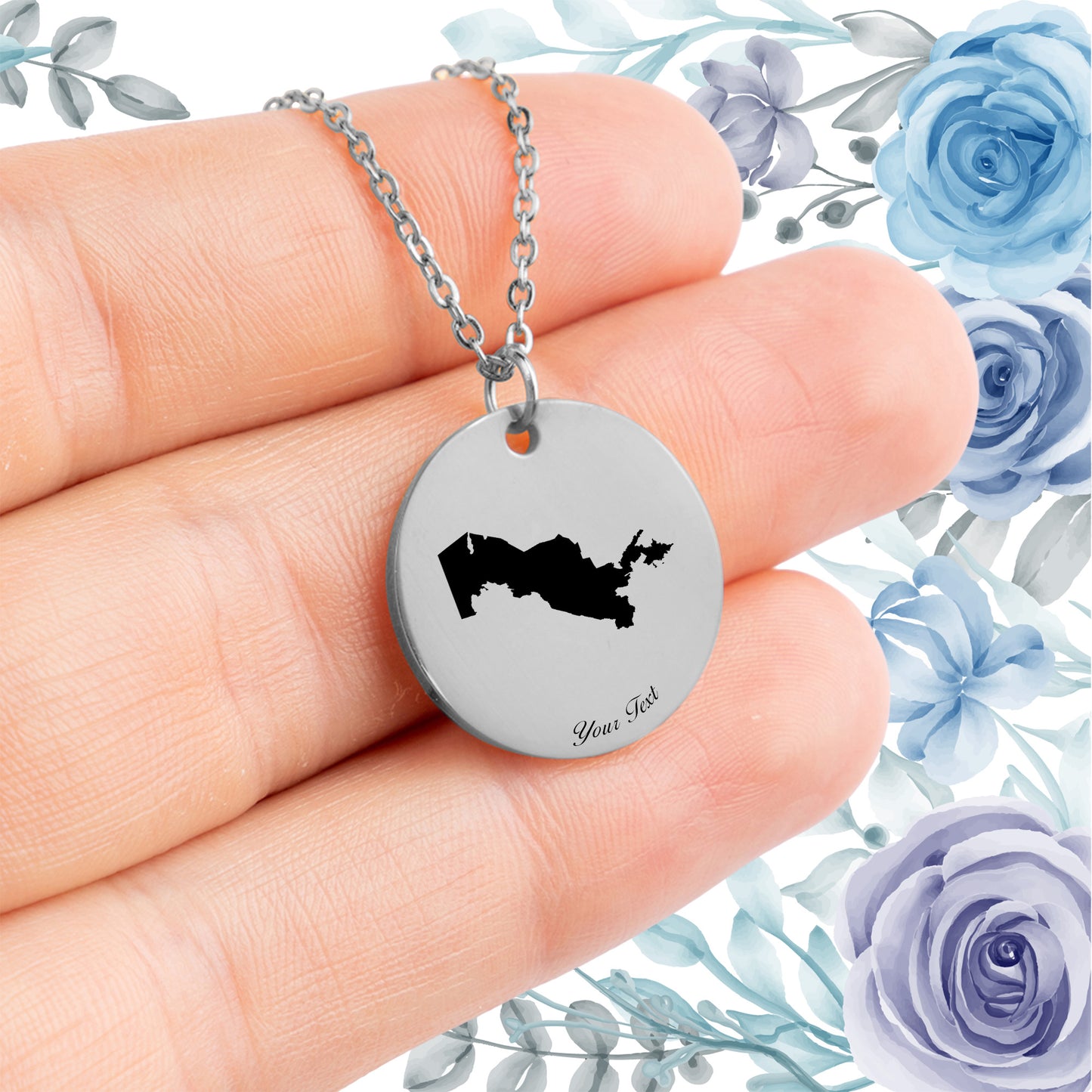 Uzbekistan Country Map Necklace - Personalizable Jewelry