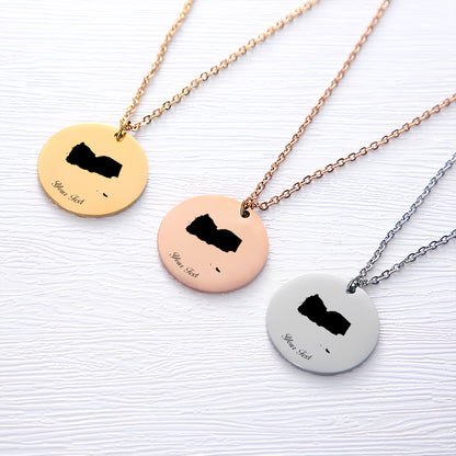 Yemen Country Map Necklace - Personalizable Jewelry