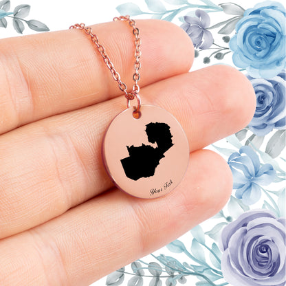 Zambia Country Map Necklace - Personalizable Jewelry