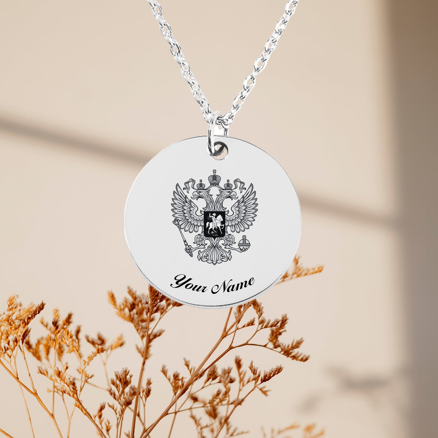 Personalized Russia National Emblem Necklace - Personalizable Jewelry