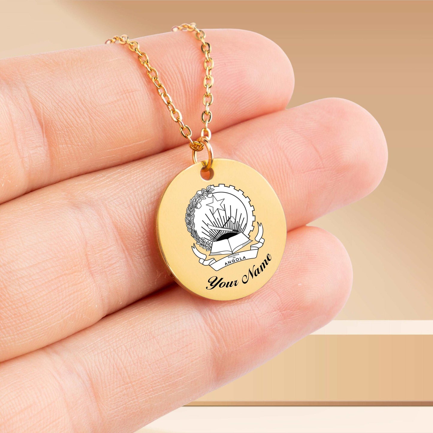 Angola National Emblem Necklace - Personalizable Jewelry