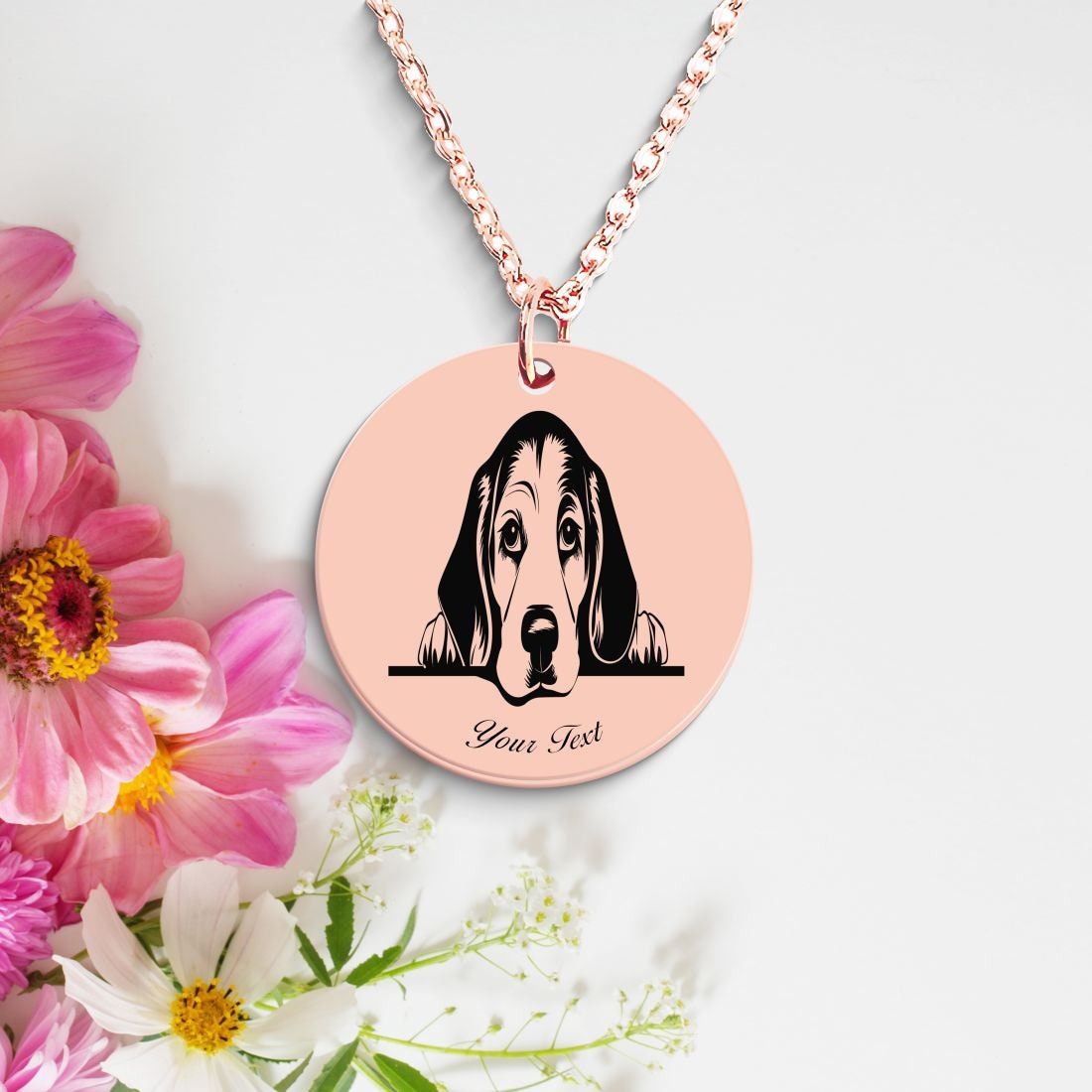 Beagle Dog Portrait Necklace - Personalizable Jewelry