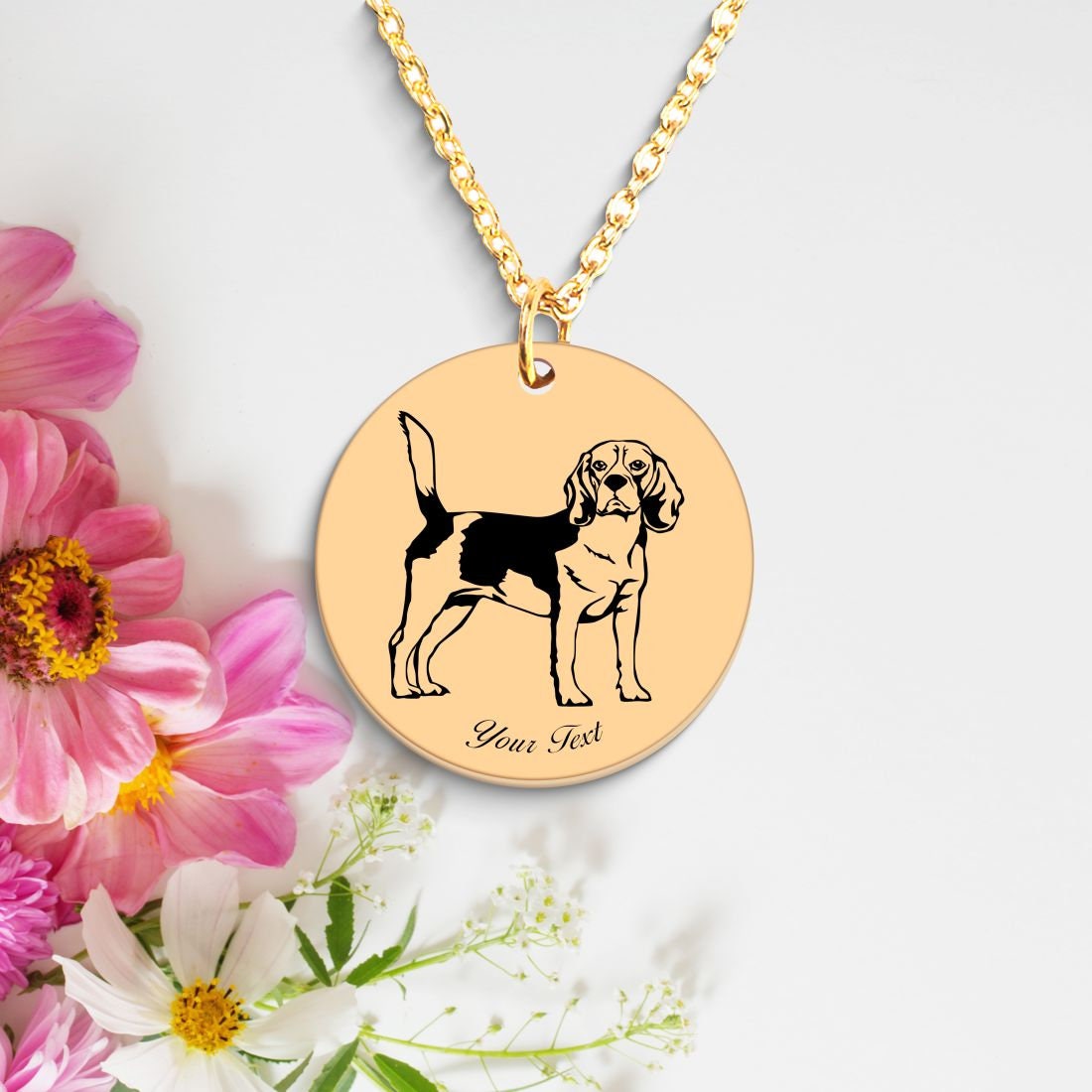 Beagle Dog Portrait Necklace - Personalizable Jewelry