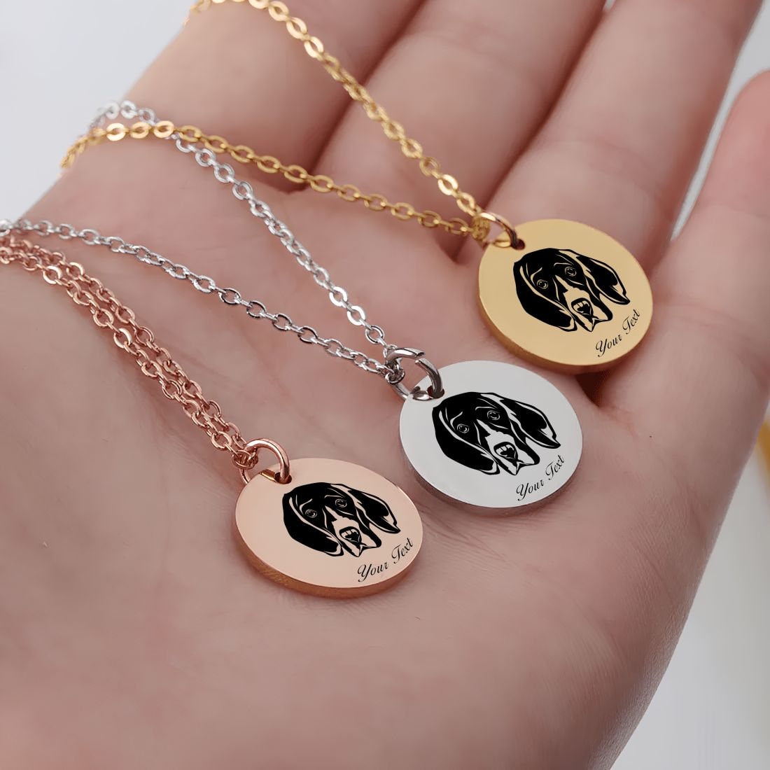 Beagle Dog Portrait Necklace - Personalizable Jewelry