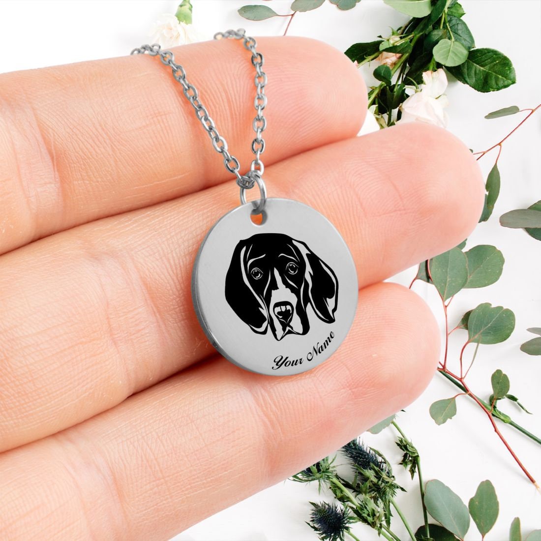 Beagle Dog Portrait Necklace - Personalizable Jewelry