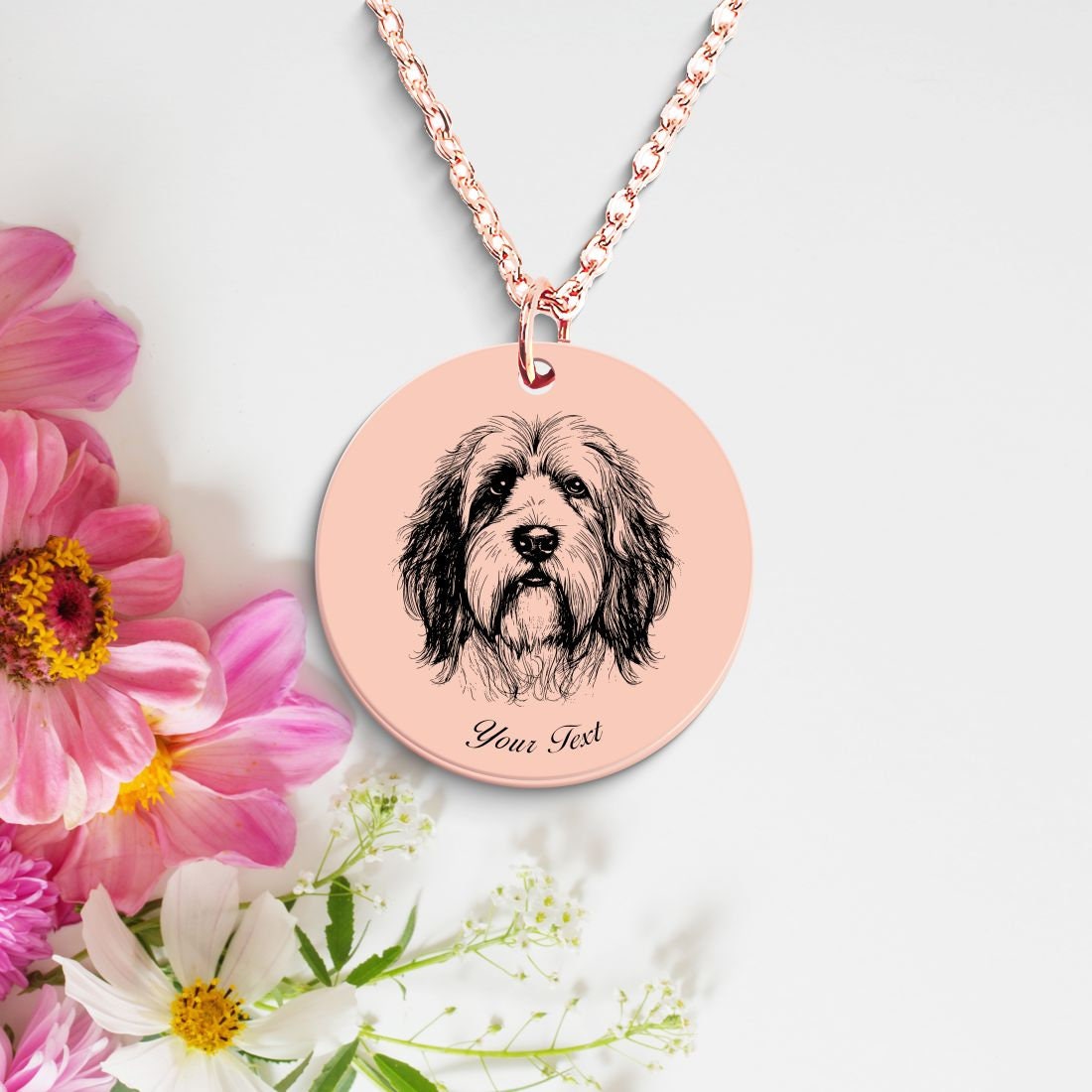 Bearded Collie Portrait Necklace - Personalizable Jewelry