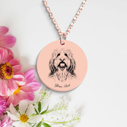 Bearded Collie Dog Portrait Necklace - Personalizable Jewelry