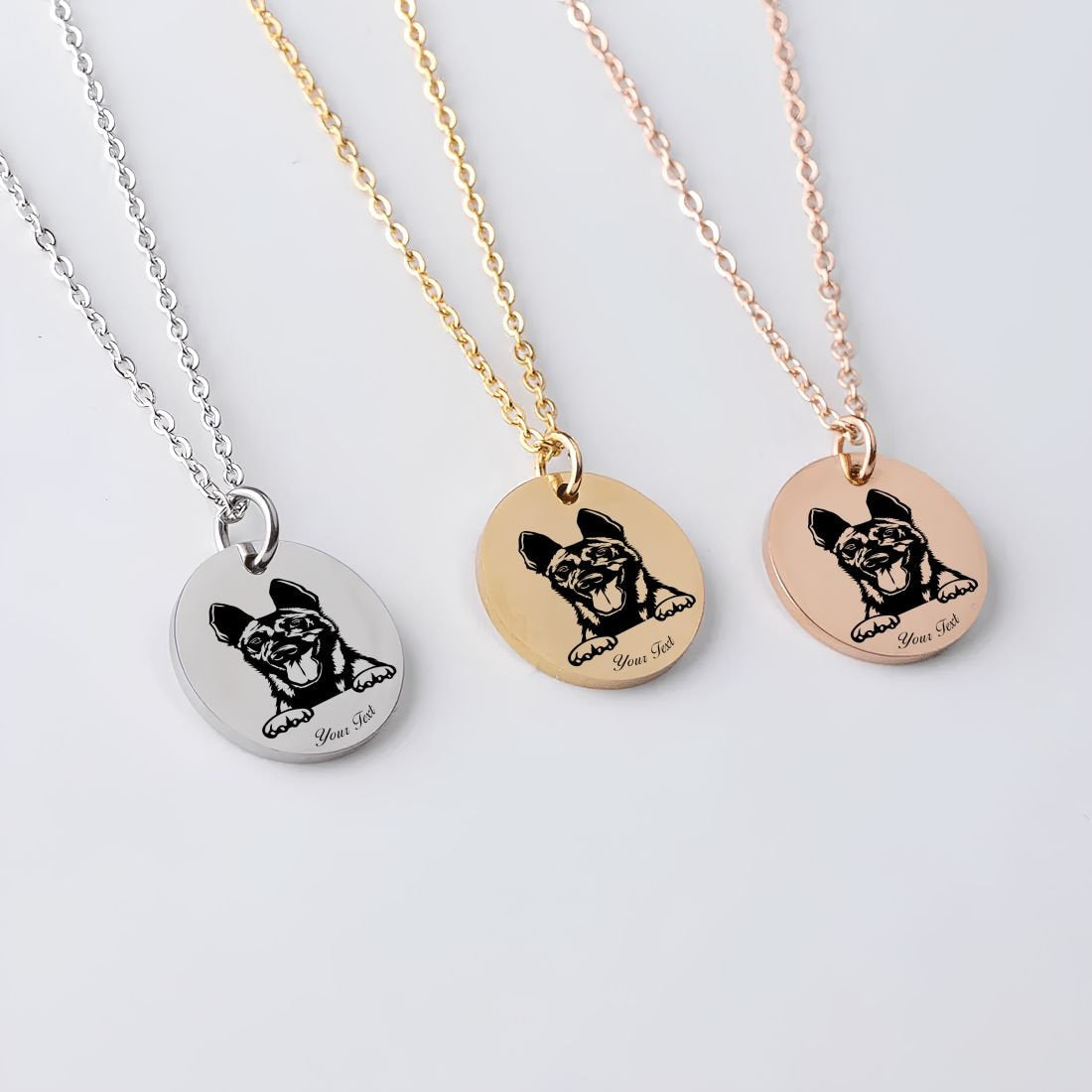 Belgian Malinois Dog Portrait Necklace - Personalizable Jewelry