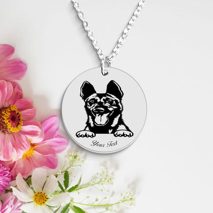 Belgian Malinois Dog Portrait Necklace - Personalizable Jewelry