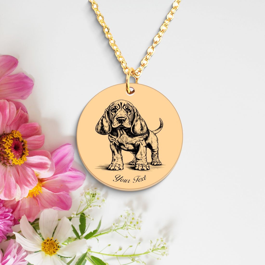 Bloodhound Dog Portrait Necklace - Personalizable Jewelry