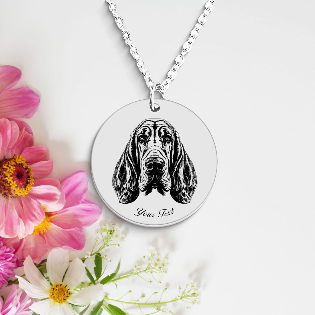 Bloodhound Dog Portrait Necklace - Personalizable Jewelry