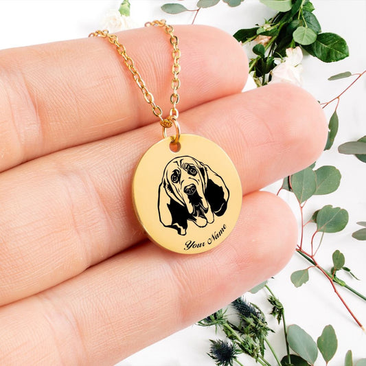 Bloodhound Dog Portrait Necklace - Personalizable Jewelry