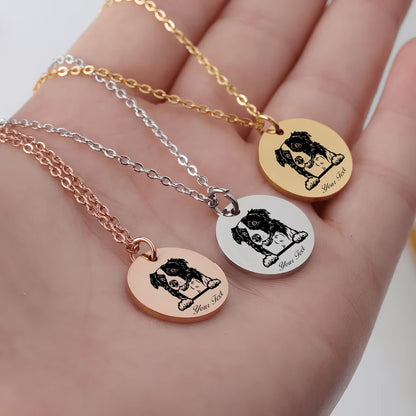 Border Collie Dog Portrait Necklace - Personalizable Jewelry