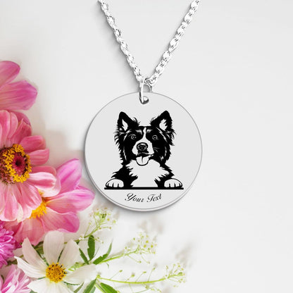 Border Collie Dog Portrait Necklace - Personalizable Jewelry