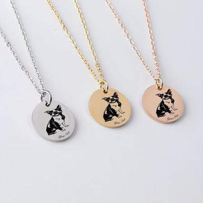 Border Terrier Dog Portrait Necklace - Personalizable Jewelry