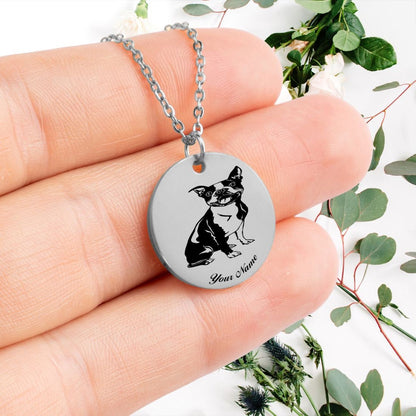 Border Terrier Dog Portrait Necklace - Personalizable Jewelry