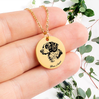 Brittany Spaniel Dog Portrait Necklace - Personalizable Jewelry