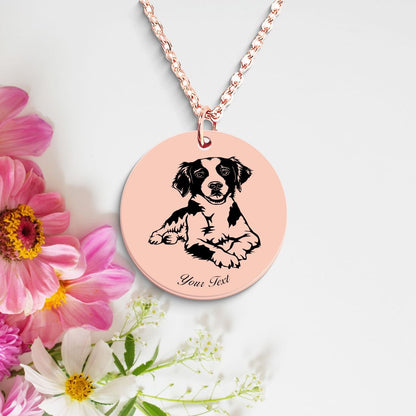 Brittany Spaniel Dog Portrait Necklace - Personalizable Jewelry