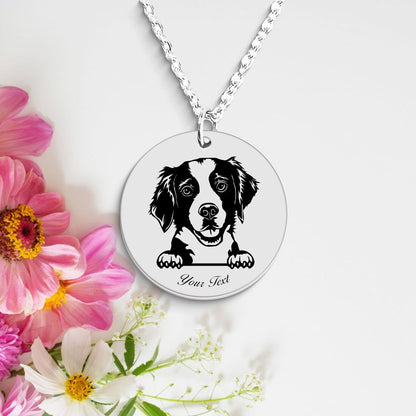 Brittany Spaniel Dog Portrait Necklace - Personalizable Jewelry