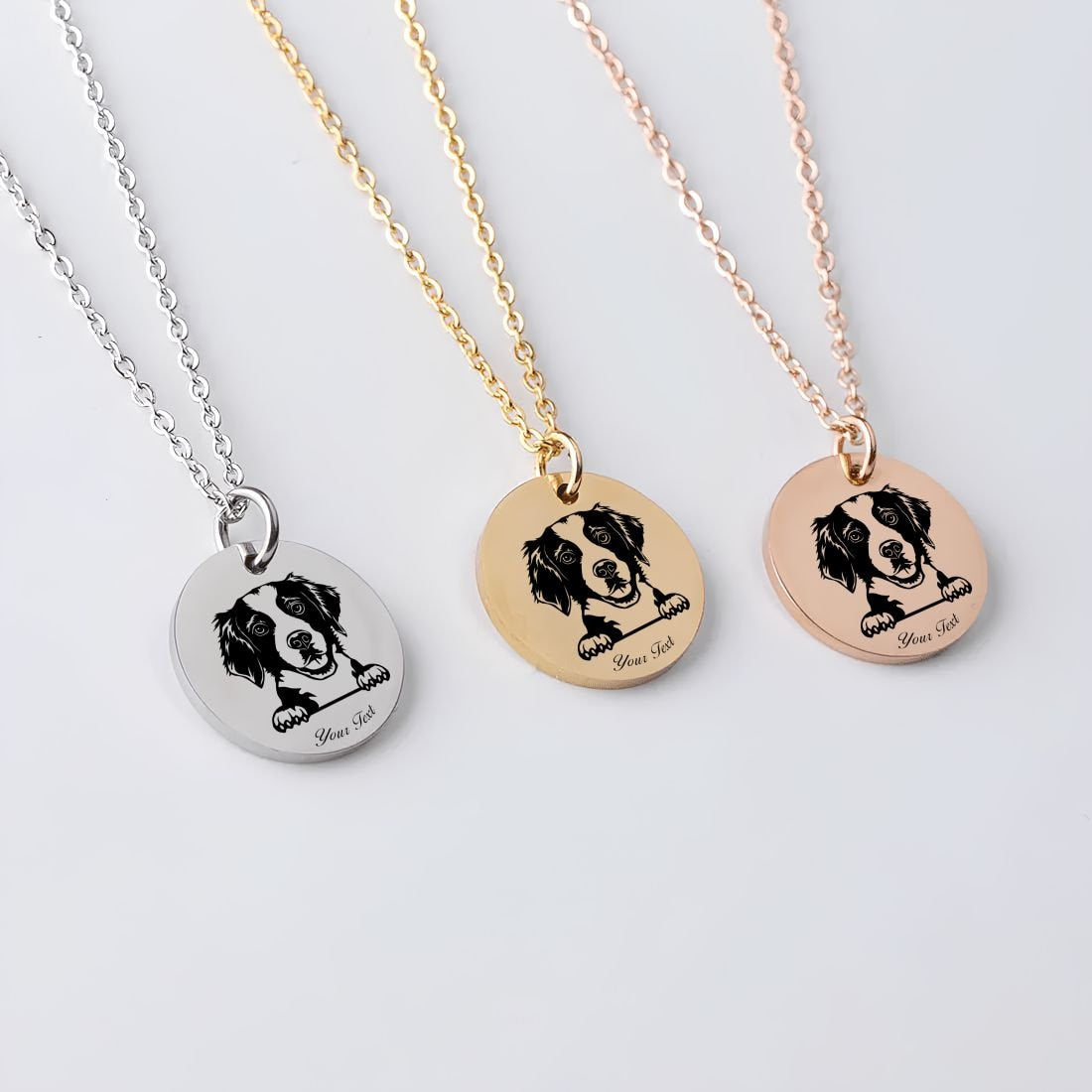 Brittany Spaniel Dog Portrait Necklace - Personalizable Jewelry