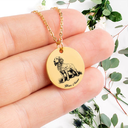 Brittany Spaniel Dog Portrait Necklace - Personalizable Jewelry