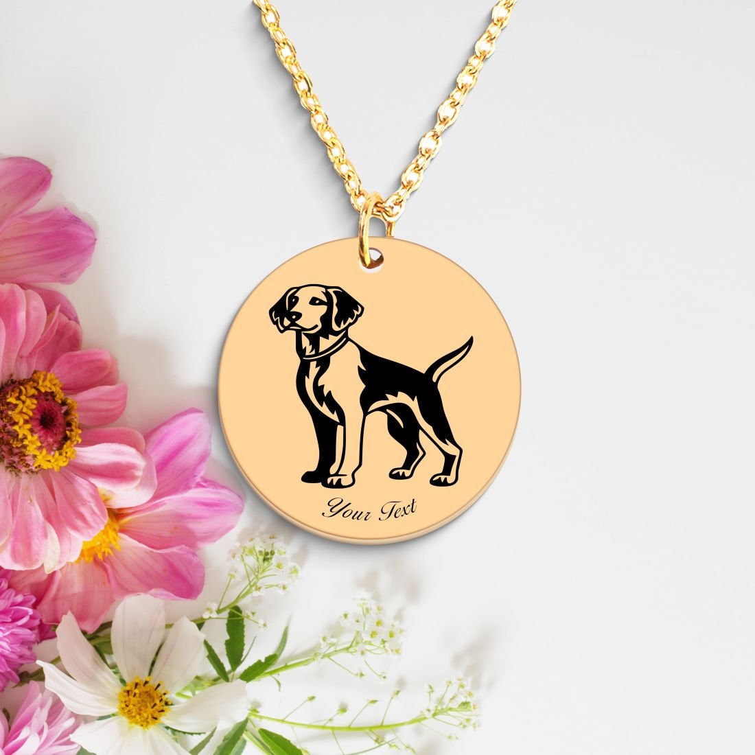 Brittany Spaniel Dog Portrait Necklace - Personalizable Jewelry