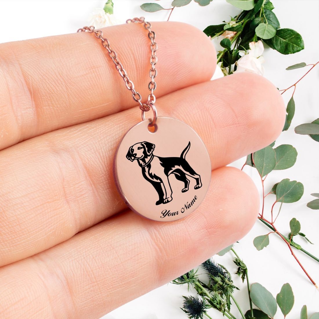 Brittany Spaniel Dog Portrait Necklace - Personalizable Jewelry