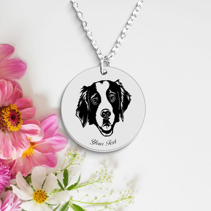 Brittany Spaniel Dog Portrait Necklace - Personalizable Jewelry