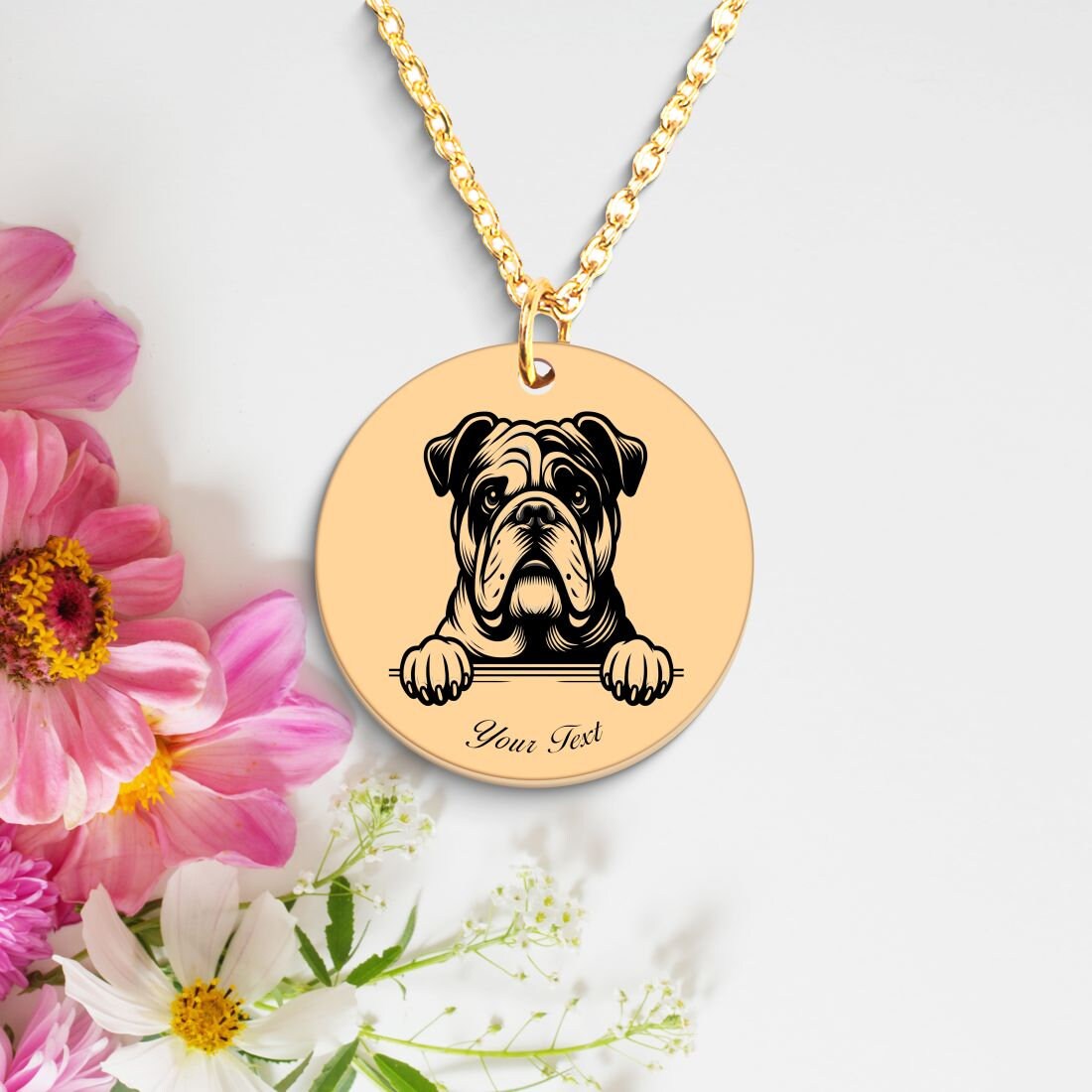 Bulldog Portrait Necklace - Personalizable Jewelry