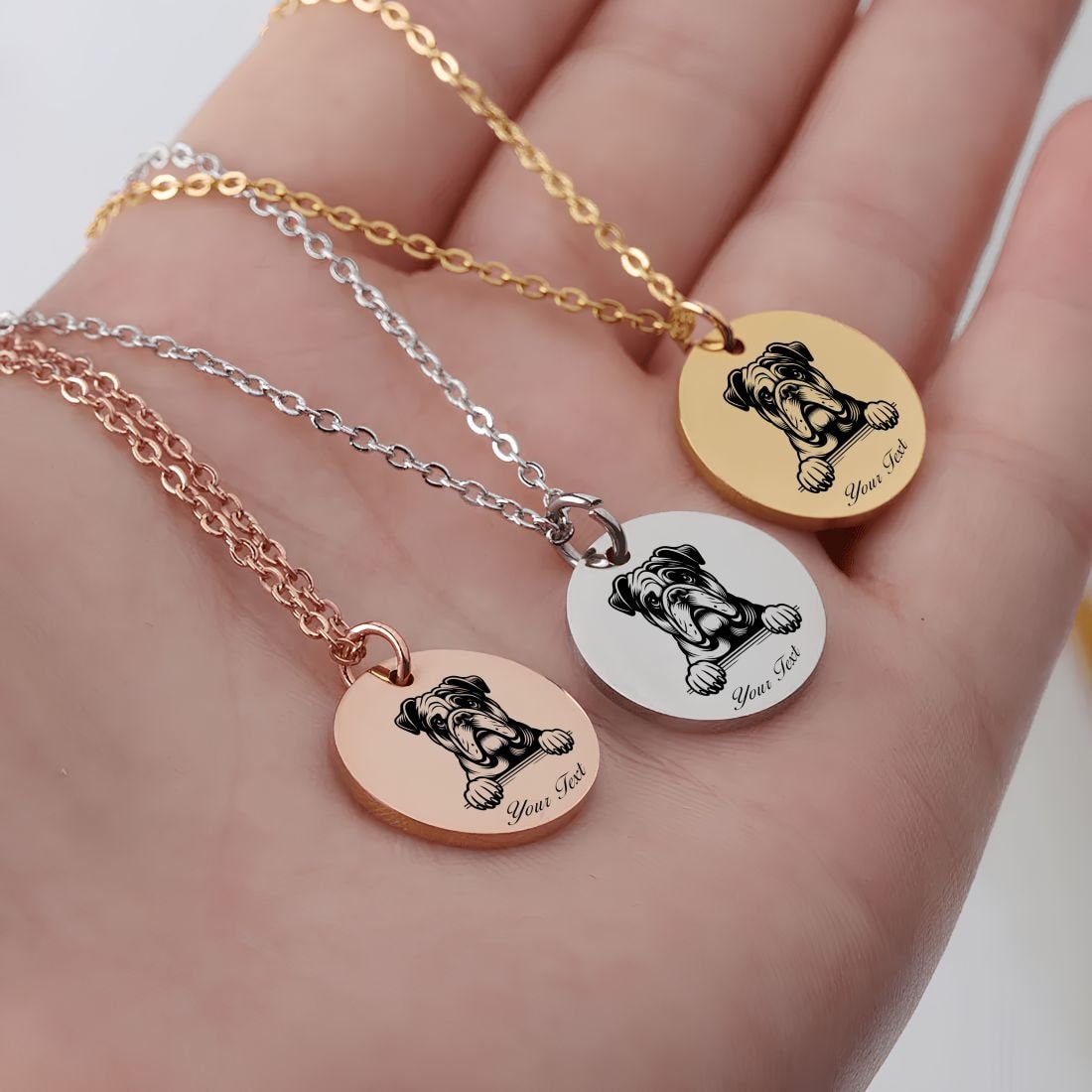 Bulldog Portrait Necklace - Personalizable Jewelry