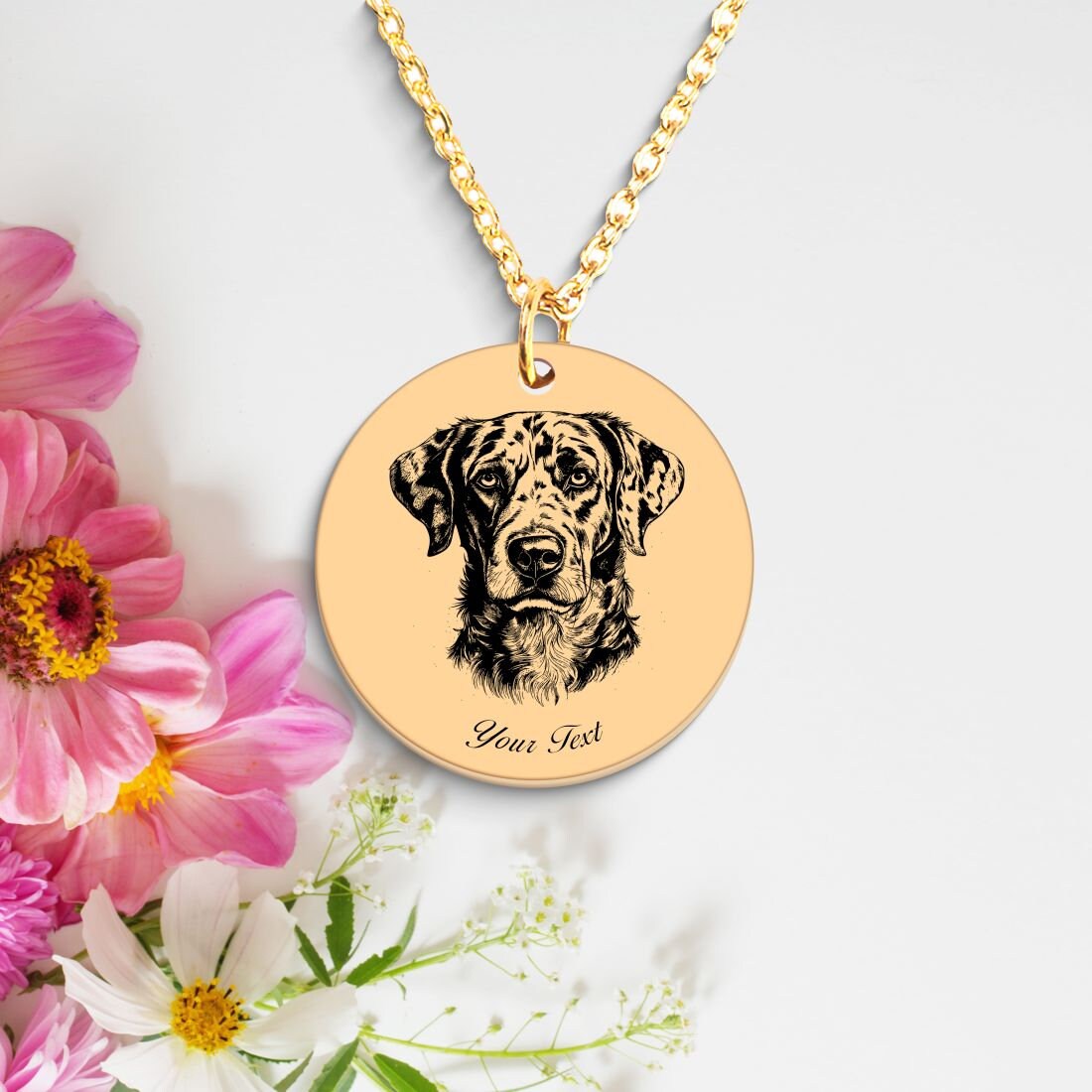 Catahoula Dog Portrait Necklace - Personalizable Jewelry