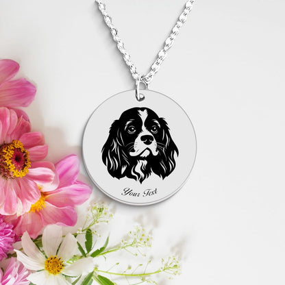 Cavalier King Charles Spaniel Dog Portrait Necklace - Personalizable